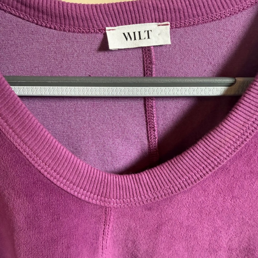 Wilt Velour Sweatshirt Women Medium Eggplant Flowy NEW‎ Pointed Side Seam - Picture 3 of 7